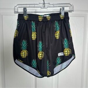 Thigh Huggers Women’s Sweet Explosion Pineapple Activewear Shorts Medium/ Large